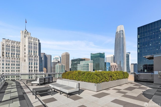 view of patio / terrace featuring a view of city