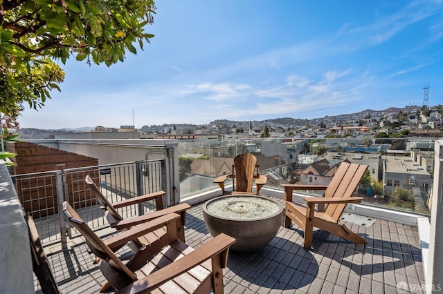 deck with a fire pit