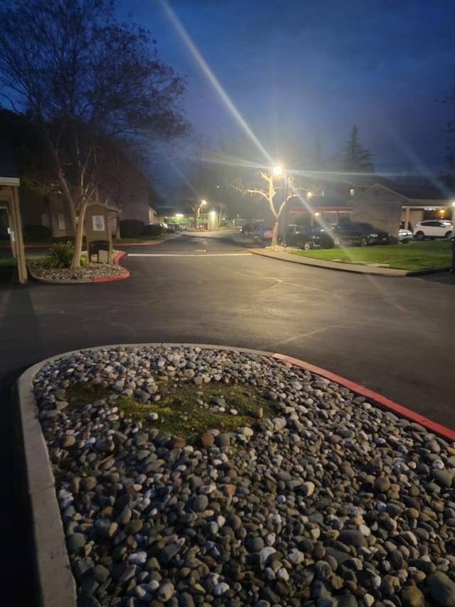 view of street with curbs