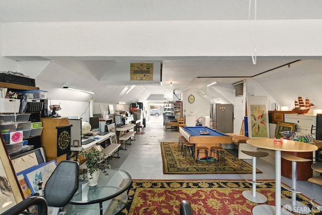 278 7th Ave, San Francisco, CA 94118 - rec room featuring lofted ceiling, pool table, and finished concrete floors