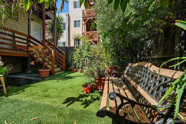 view of yard featuring a deck