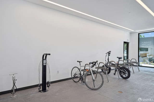 garage with baseboards