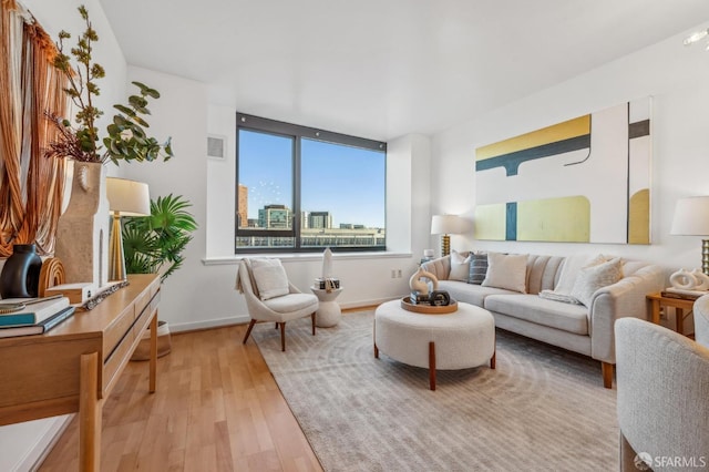 living room featuring light hardwood / wood-style floors