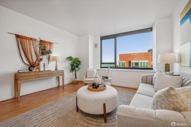 living room with light wood-type flooring