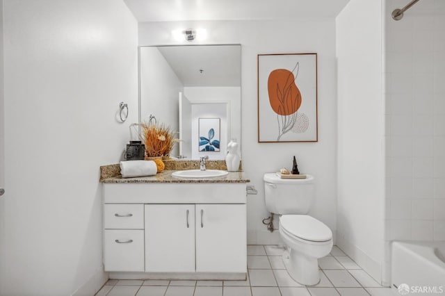 full bathroom with tile patterned flooring, vanity, toilet, and shower / bathtub combination