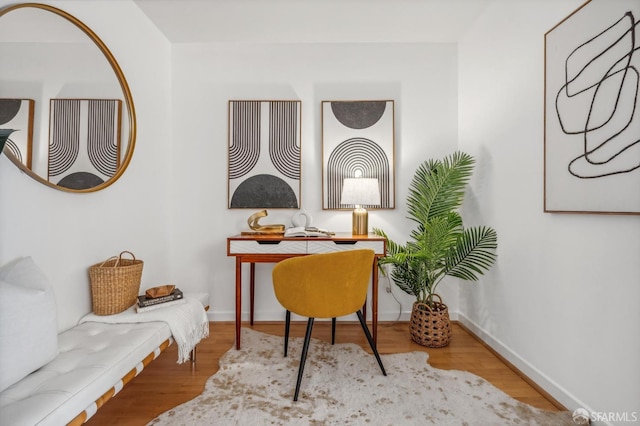 living area featuring light wood-type flooring