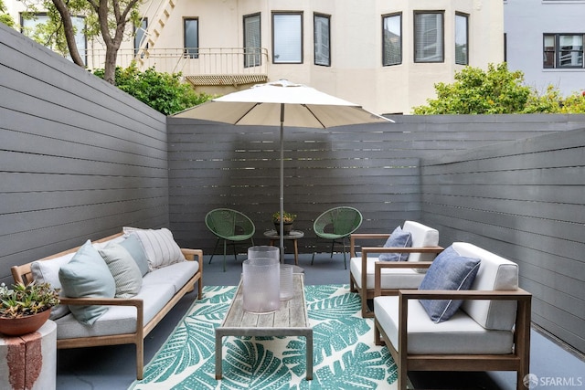 2364 Pacific Ave Unit 3, San Francisco, CA 94115 - view of patio / terrace featuring an outdoor living space and fence