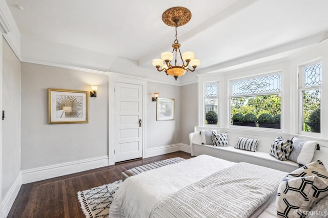 68 Castro St, San Francisco, CA 94114 - bedroom with a chandelier, wood finished floors, and baseboards