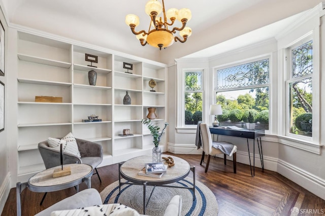 68 Castro St, San Francisco, CA 94114 - living area with a chandelier, baseboards, healthy amount of natural light, and a desk
