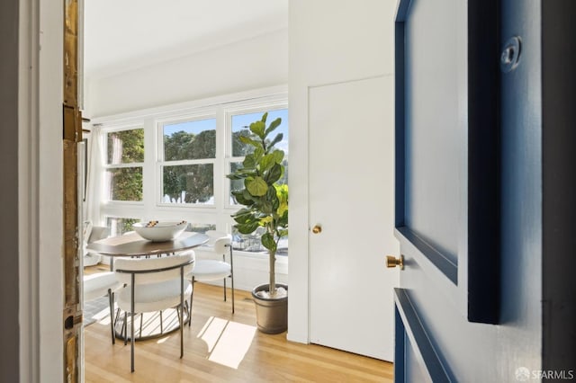 interior space with light hardwood / wood-style flooring