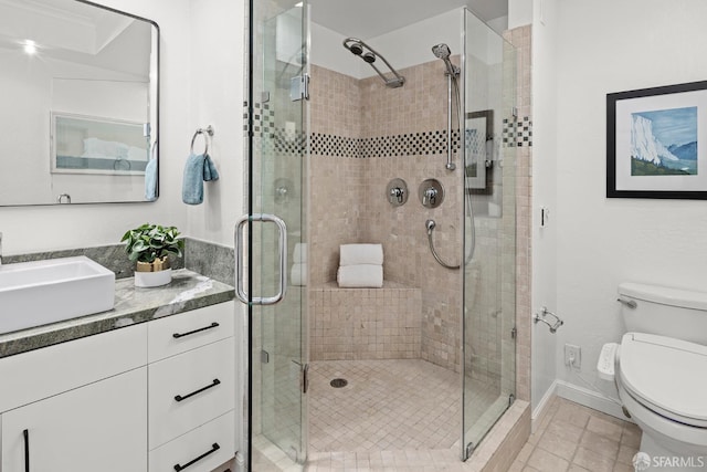 536 Wisconsin St, San Francisco, CA 94107 - full bathroom with vanity, a stall shower, and tile patterned flooring