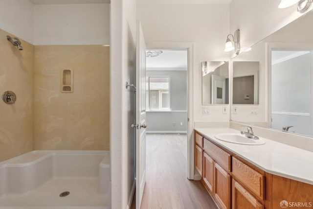 5317 Judsonville Dr, Antioch, CA 94531 - full bath featuring a shower, wood finished floors, and vanity
