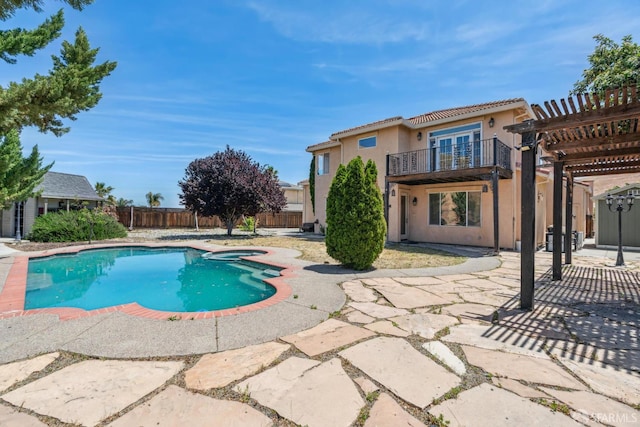 5317 Judsonville Dr, Antioch, CA 94531 - view of pool featuring a pergola, a patio, a fenced backyard, and a pool with connected hot tub