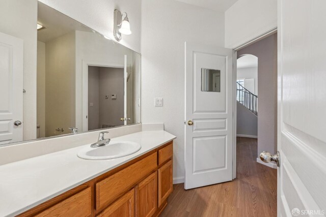 5317 Judsonville Dr, Antioch, CA 94531 - bathroom featuring wood finished floors, vanity, and baseboards