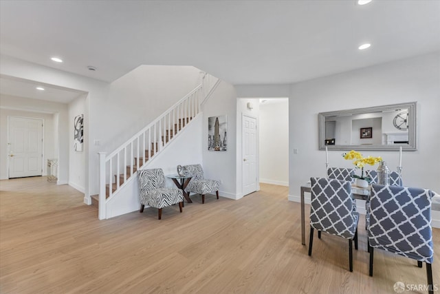 interior space with light hardwood / wood-style flooring