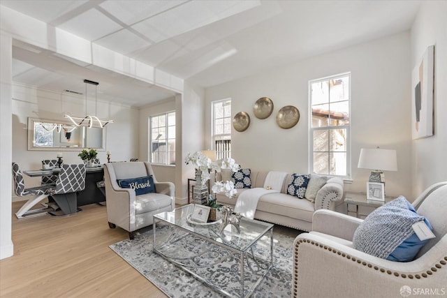 living room with light hardwood / wood-style floors