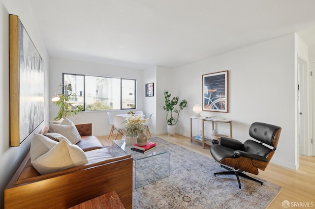 living room featuring light wood-type flooring