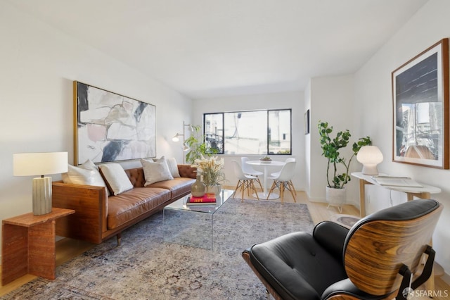 living room with light hardwood / wood-style floors