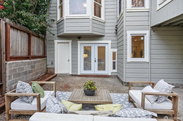 view of patio / terrace featuring french doors