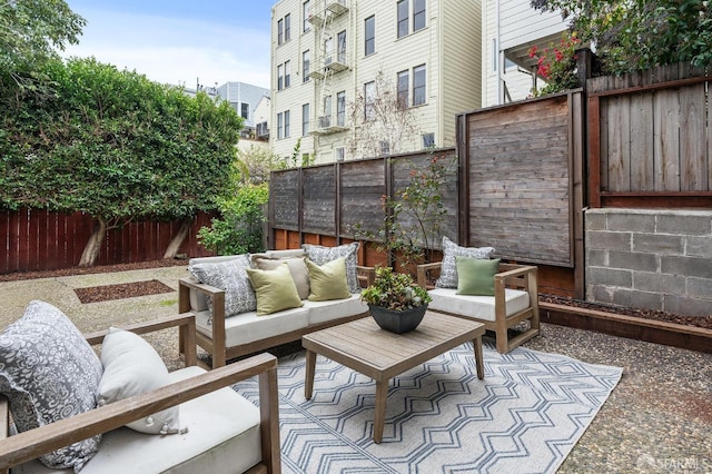 view of patio / terrace with an outdoor living space