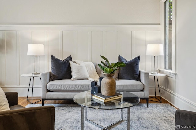 living room with wood-type flooring