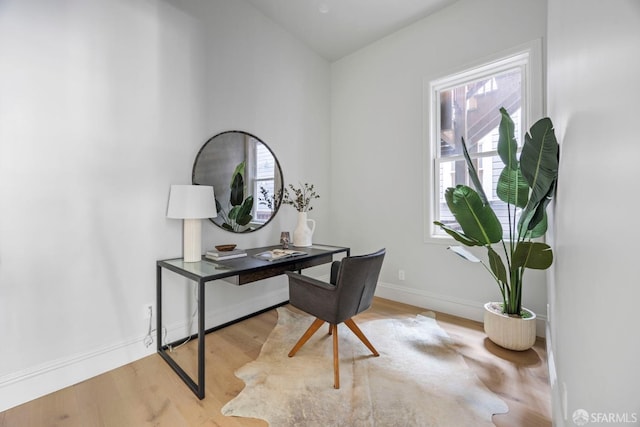 office space featuring light hardwood / wood-style flooring