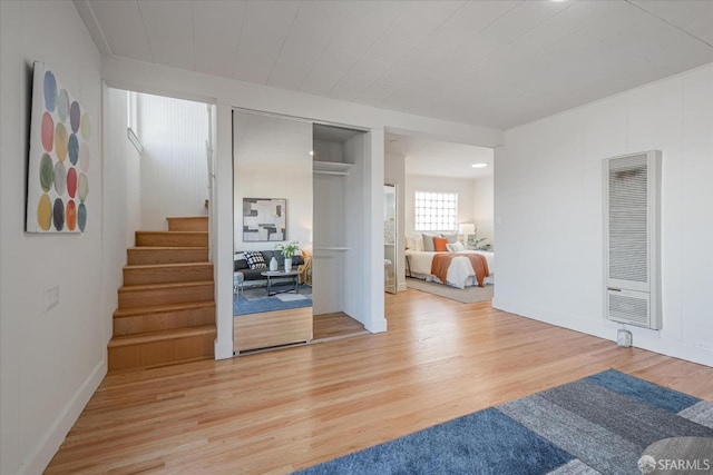 interior space with stairs and light wood-style flooring