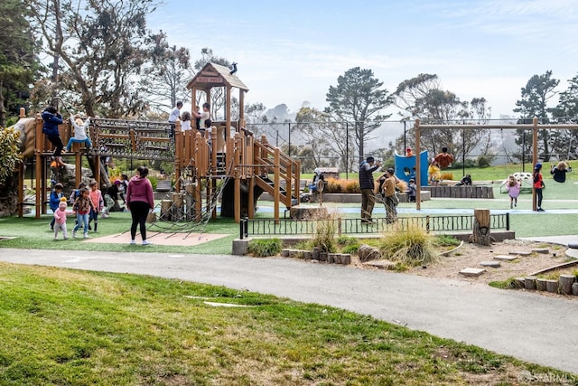 view of playground featuring a yard