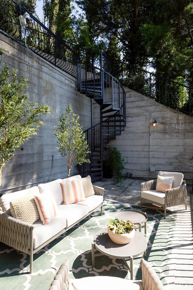 view of patio / terrace featuring an outdoor living space