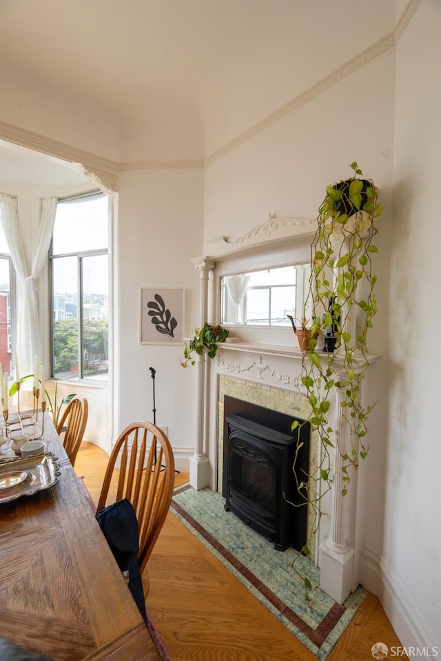 dining room with hardwood / wood-style floors