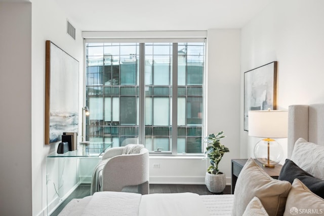 interior space with dark hardwood / wood-style flooring and a wealth of natural light