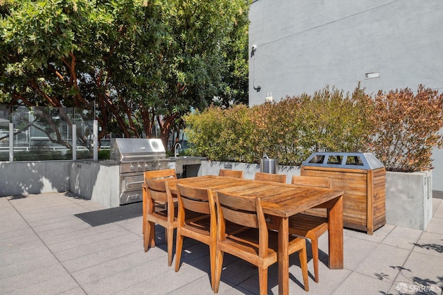 view of patio / terrace featuring exterior kitchen and sink