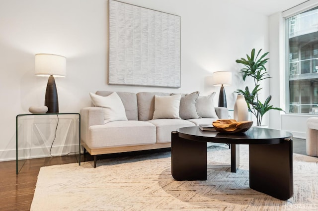 living room with hardwood / wood-style flooring