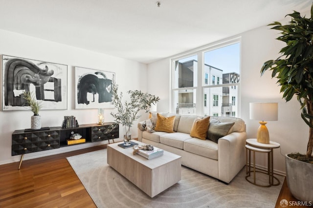 living room with light wood-style floors