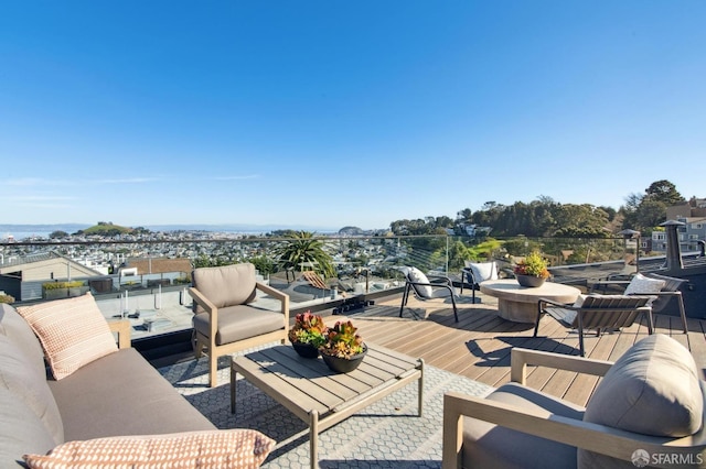 view of patio / terrace featuring outdoor lounge area and a deck