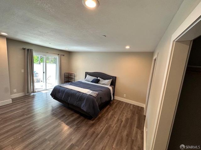 139 Hall Ln, Walnut Creek, CA 94597 - bedroom featuring access to exterior, recessed lighting, wood finished floors, baseboards, and a textured ceiling