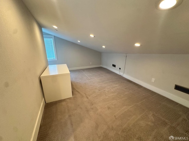 139 Hall Ln, Walnut Creek, CA 94597 - additional living space featuring vaulted ceiling, light carpet, recessed lighting, and baseboards