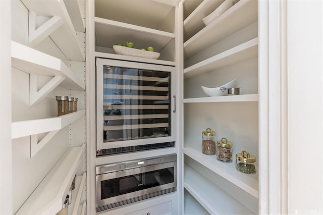 pantry with beverage cooler