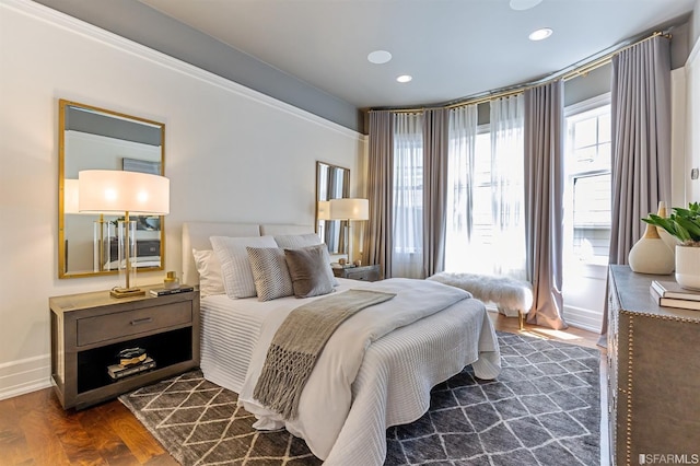 bedroom featuring dark hardwood / wood-style flooring