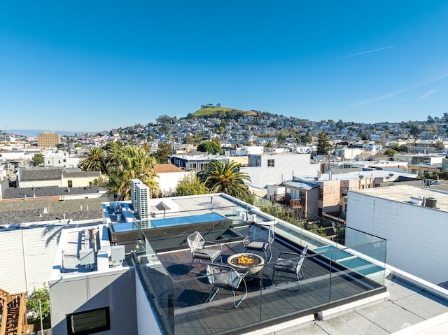 balcony with a fire pit