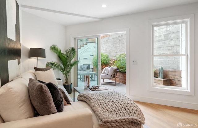 living area featuring light wood-type flooring