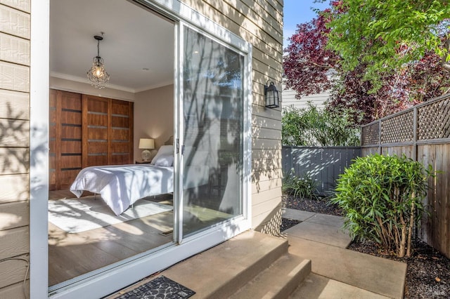 110 Baypoint Dr, San Rafael, CA 94901 - bedroom with crown molding and finished concrete floors
