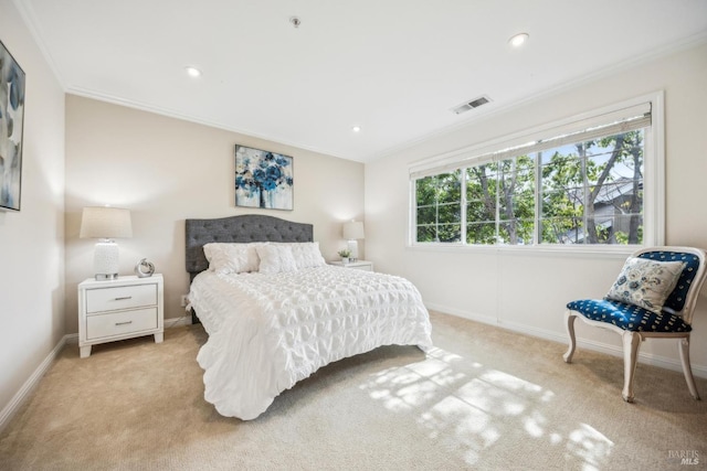 110 Baypoint Dr, San Rafael, CA 94901 - bedroom with ornamental molding, carpet floors, baseboards, and recessed lighting