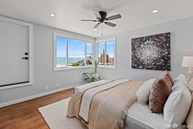 939 Innes Ave, San Francisco, CA 94124 - bedroom with recessed lighting, wood finished floors, and ceiling fan