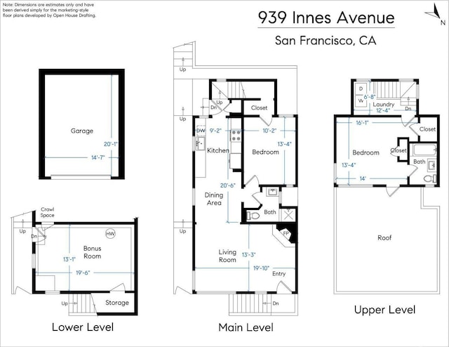 939 Innes Ave, San Francisco, CA 94124 - view of floor plan / room layout