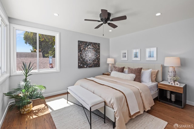 939 Innes Ave, San Francisco, CA 94124 - bedroom featuring wood finished floors, recessed lighting, and a ceiling fan