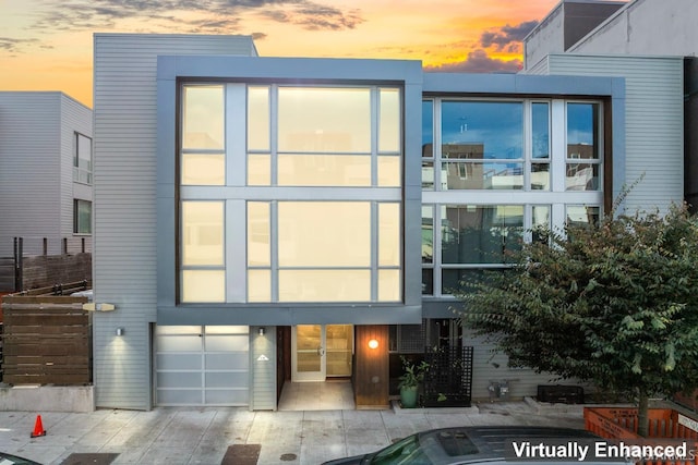 contemporary house featuring a garage