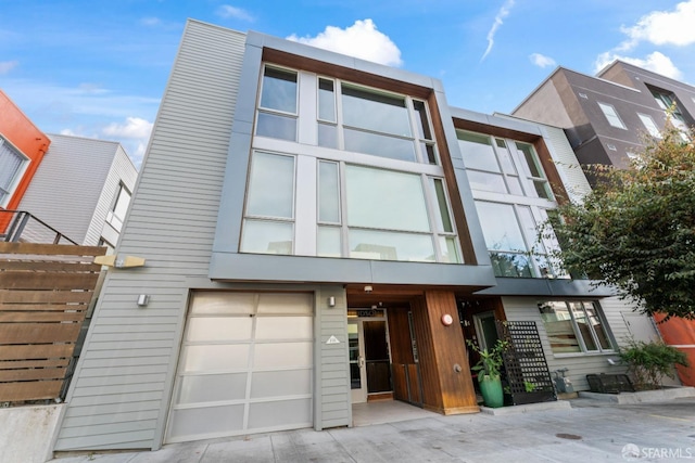 contemporary home with an attached garage