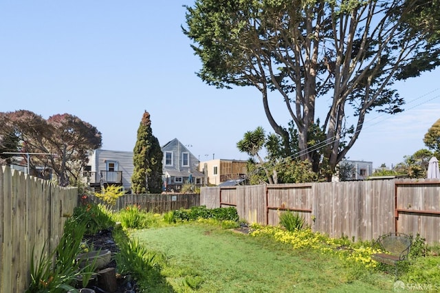 view of yard with a fenced backyard