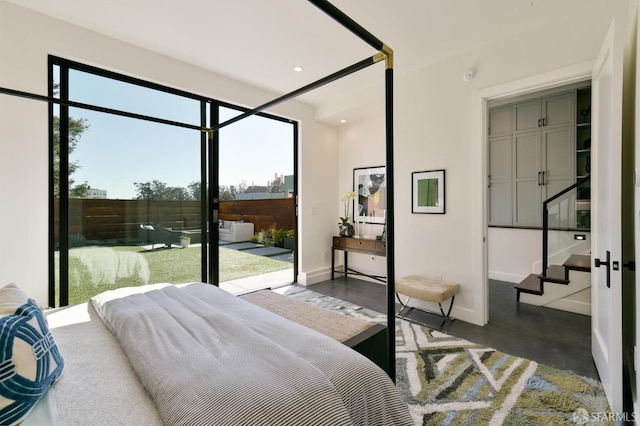 331 Vicente St, San Francisco, CA 94127 - bedroom with access to exterior, recessed lighting, and concrete floors